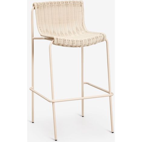 SKLUM Pack mit 2 hohen Gartenhockern aus synthetischem Rattan und Stahl Revia Beige Tapioca ↑75 cm                                 