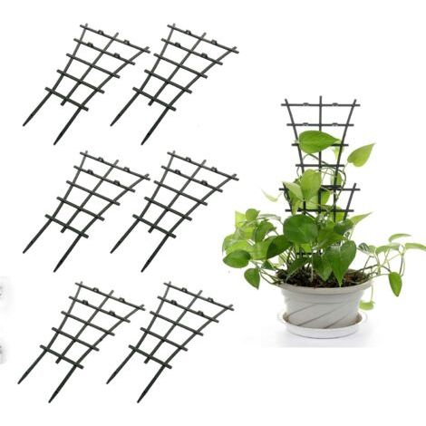 Lot de 6 tuteurs pour plantes grimpantes, mini support pour plantes en pot à monter soi-même, support en plastique et fil de fer. (1/5)