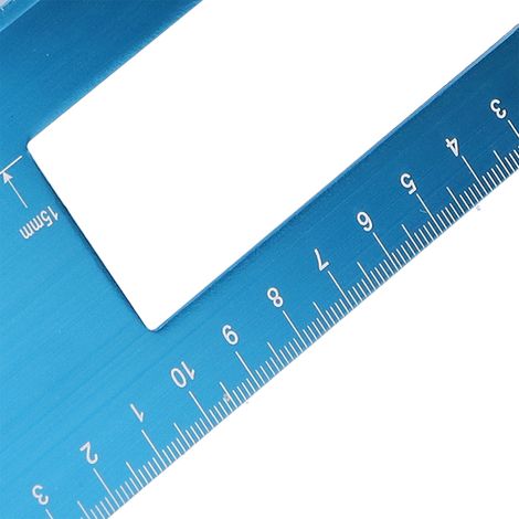 Règle d'angle multifonctionnelle, règle à tracer en alliage d'aluminium, règle à angle droit, règle à 45° et 90°, jauge verticale en T, bleue (1/4)