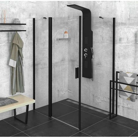 Polysan Zoom Black - Cabine de douche 120x100 cm, version G/D, Antidrop, verre transparent/noir mat ZL1312BZL3210B (1/5)