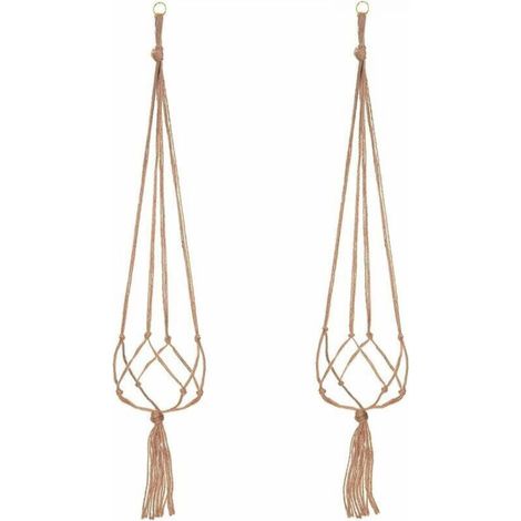 Set di ganci in macramè per piante, vasi sospesi, per appendere vasi di fiori, ganci per piante da appendere, decorazioni per balconi e casa, 4 gambe in corda, 105 cm, 2 pezzi