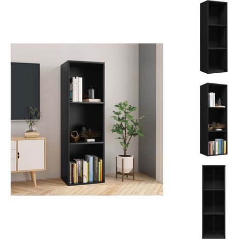 Bibliothèque/Meuble TV noir 36x30x114 cm bois d'ingénierie - Bibliothèque - Étagère - Rangement - Meubles Tv - Mobilier Intérieur (1/5)