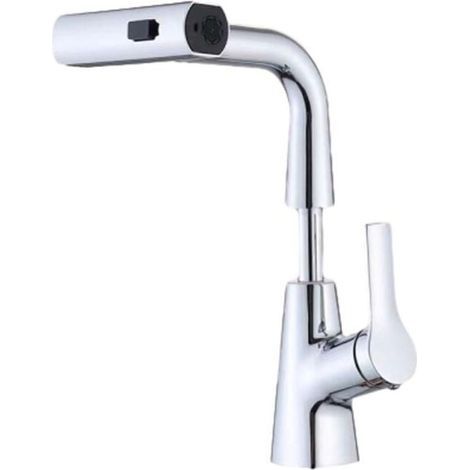 Mitigeur de Cuisine avec Douchette Extractible Triple Mode Pulvérisation Robinet Évier Alliage Zinc Démarrage Froid (1/4)