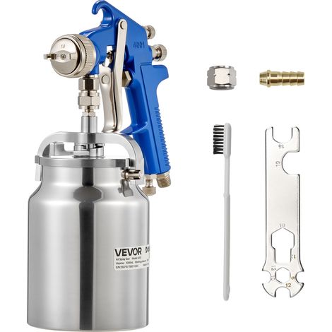 VEVOR Pistolet Pulverisateur a Peinture Pneumatique par Siphon 1000 cc, avec Buse 1,8 mm, Debit et Volume deAir Reglables, Pistolet a Peinture Automobile a Air Comprime pour Meubles, Murs, Voitures