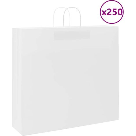 Papiertragetaschen 250 Stk. mit Henkeln Weiß 54x15x49 cm