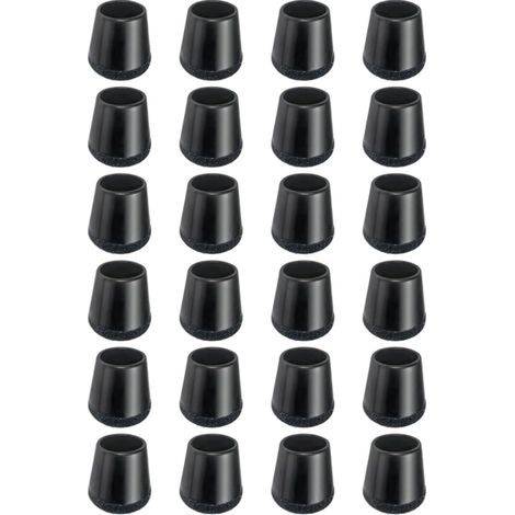 Protecteur de pied de chaise en silicone avec coussinet en feutre, capuchon de protection de pied de chaise pour éviter les rayures au sol, faible bruit, rond, XS, noir - lot de 24 (1/5)