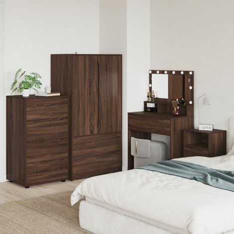 Armoire de rangement à 4 tiroirs en bois d’ingénierie chêne brun 60 x 48 x 105 cm - PANGIVO (1/5)
