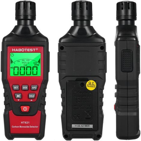 Détecteur de monoxyde de carbone portable HT621 avec alarme sonore et visuelle (0-5000 ppm), écran LCD rétroéclairé, idéal pour la maison, la voiture, le camping et les voyages (1/5)