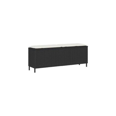 Banc de jardin avec coussin noir 110x30x40,5 résine tressée (1/5)