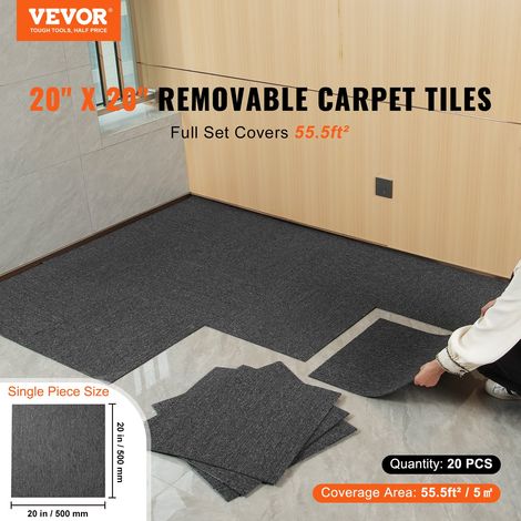 Dalles de moquette réutilisables, 50x50 cm, tapis de sol carrés avec rembourrage, 20PCS, dalle poils courts facile à installer prot… (1/5)