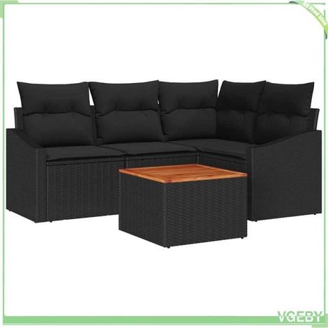 Ensemble de canapé de jardin - FAFEICY - Modulaire - Noir - Polyrotin résistant UV - Rangement avec sac waterproof (1/5)