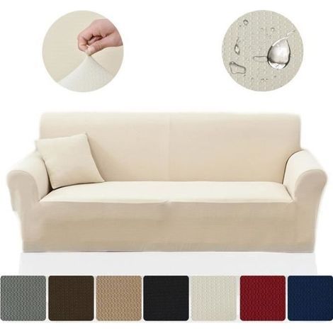 (Beige) Copridivano elastico - Copridivano impermeabile - 3 posti - Beige (1/4)