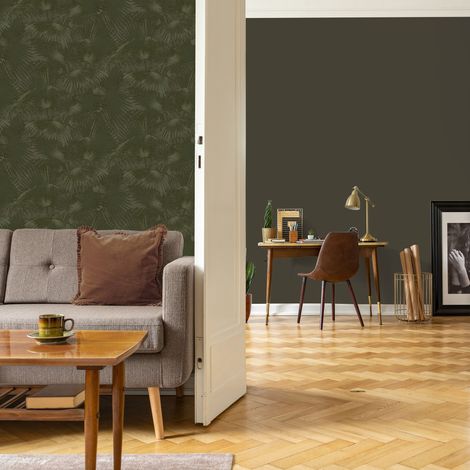 Papier peint Intissé LOOKS Palmiers Vintage 1005 x 52cm Vert