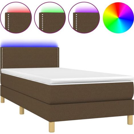 Sommier à lattes, matelas et lampe LED inclus marron foncé 100 x 200 cm (1/5)