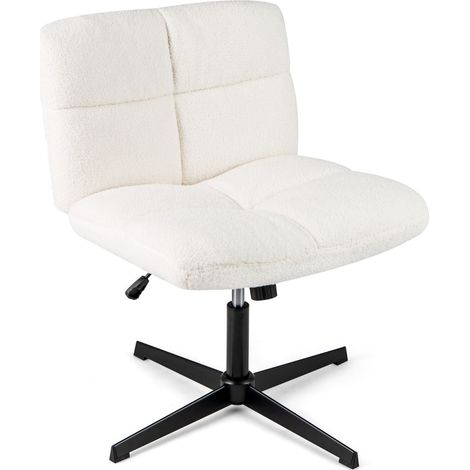 Silla de oficina regulable con asiento ancho (64 x 52 cm) confort óptimo rotación de 360° estilo contemporáneo en piel sintética beige (200010947)