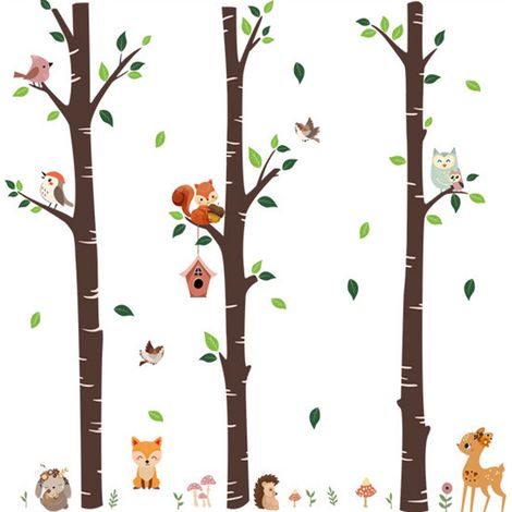 Stickers muraux animaux de la forêt - Décoration de chambre d'enfant sur le thème de la forêt - Décoration murale pour chambre de bébé, chambre d'enfant ou salon (1/5)