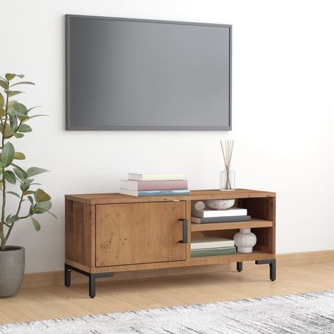 Mueble para TV madera maciza de pino marrón 90x30x40 cm vidaXL (1/5)
