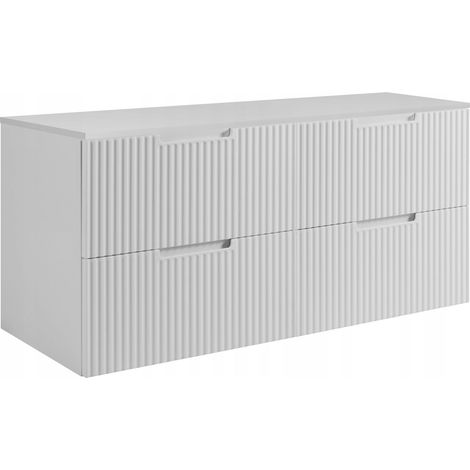 Meuble de Salle de Bain Vena - 160 cm - Blanc - Fronts Rainurés - Soft Close et Élégance