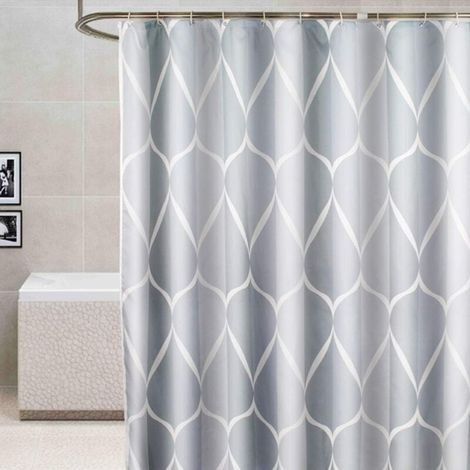 Cortina de ducha de alta calidad fabricada en tejido impermeable y resistente al moho, con 12 anillas para cortina de ducha, para baño, color gris, 240x200cm. (1/4)