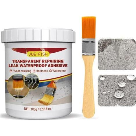 Mastic Imperméable - Transparent - Pour Joints Fissures Etanchéité - 100 ml Avec Pinceau (1/5)