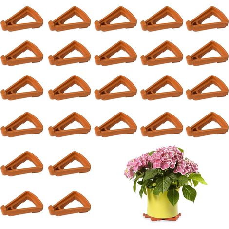 Lot de 24 pieds triangulaires invisibles en plastique pour pots de fleurs, support de surélévation pour plantes d'intérieur et d'extérieur (1/5)