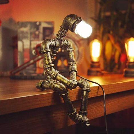 Lampada robot retrò, lampada da tavolo industriale, giallo-verde (1/5)
