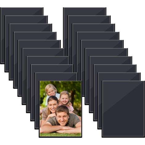 20 cornici magnetiche, 9,3 x 6,3 cm, riutilizzabili, per frigorifero, armadietto, mobiletto da ufficio, per foto e cartoline, per foto di famiglia (nero) (1/5)