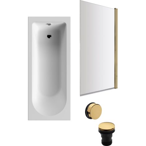Round Single Ended 1700x700 Bath Set – Front Bath Panel & Brushed Brass Screen & Brushed Brass Waste