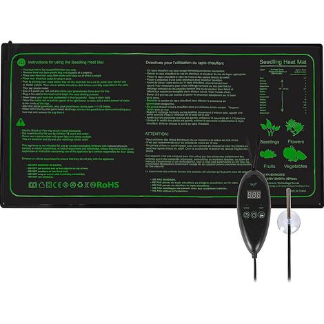 Tapis chauffant réglable avec thermostat, étanche, pour serres hydroponiques, pour accélérer la germination des graines et des reptiles. (1/5)