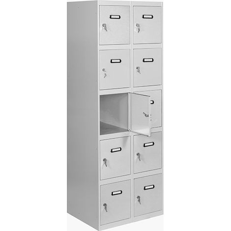SimonRack Vestiaire Métallique 10 Porte, 2 Modules, 1800x800x500 mm, Serrure à Clé et Aérations, Gris Simonlocker (1/5)