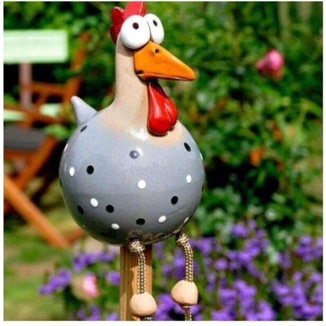 Statue décorative amusante en forme de clôture de poulet, statue de jardin d'extérieur, sculpture décorative de poulet pour cour, convient pour terrasse, jardin, balcon, 1 pièce (1/4)