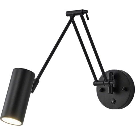 Wandmontierte, teleskopierbare und schwenkbare Nachttischlampe mit langem Arm für die Innenbeleuchtung, Schalter und warmem Licht (minimalistischer Stil).