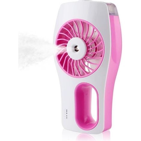 Mini ventilatore USB con 3 modalità di ventilazione, ideale per ufficio, viaggi e attività all'aperto (rosa). (1/5)