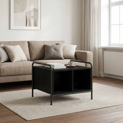 vidaXL Mesa de centro Roble Negro 50 x 49 x 41 cm Madera de ingeniería (1/5)