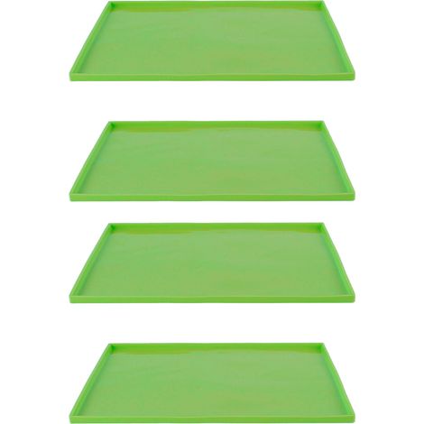 Lot de 4 tapis de déshydratation en silicone de qualité alimentaire, résistants aux hautes températures, antiadhésifs, avec bords verts. (1/5)
