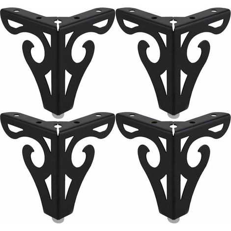 AGE 4 Pièces Pieds De Table Basse En Fer De Style Européen Pied De Meuble DIY Hauteur 10cm Avec Vis - Noir (1/5)