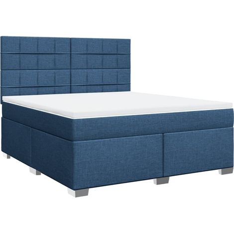 Maison Exclusive - Sommier à lattes de lit avec matelas Bleu 180x200 cm Tissu (1/5)