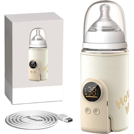 Chauffe-Biberon Portable Pour Bébé, Chauffe-Biberon Pour Bébé En Déplacement, 6 Températures Réglables - 38-50 °C, Chargement Usb Chauffe-Biberon Usb, Pour La Maison Et Les Voyages