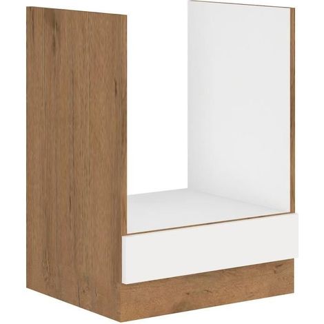ROCK - Mobile basso forno - Melaminico rovere Lancelot e Bianco lucido - 60 cm - Piano di lavoro non incluso