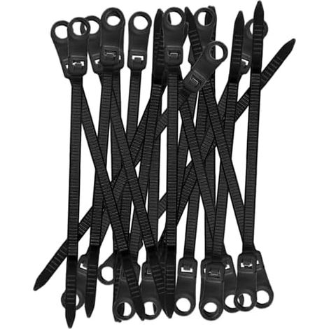 Lot de 100 attaches câble électriques multifonctions en nylon avec trou vis – réutilisables pour l'intérieur, la maison, le studio, l'atelier Noir Tie ties (1/5)