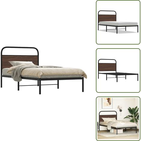 Cadre de lit sans matelas 100x190 cm chêne marron - Cadre De Lit - Cadres De Lit - Meuble De Chambre À Coucher - Lit (1/5)