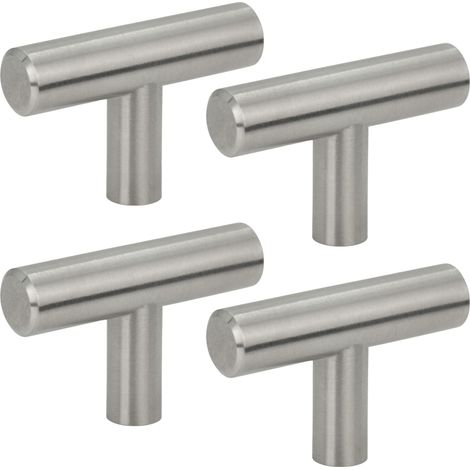 4 pomos para muebles, de metal plateado cepillado. (1/5)