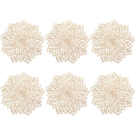 Sous-plat Ronde PVC - 38 x 38 cm - Résistant à la Chaleur et Anti-dérapant - Pour Cuisine, Mariage, Fête - Or - Lot de 6 (1/5)