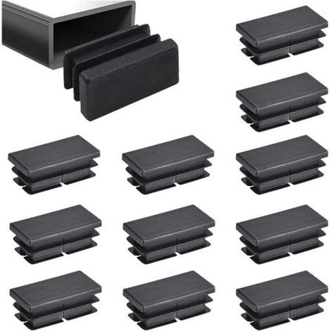 Paquete de 12 tapas de extremo en forma de tira. Aptas para tubos rectangulares,sillas y protectores de patas de sillas (40x20 mm) (1/4)