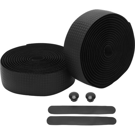 Ruban de guidon vélo EVA antidérapant, en simili cuir PU absorbant les chocs pour cintre route noir (1/5)