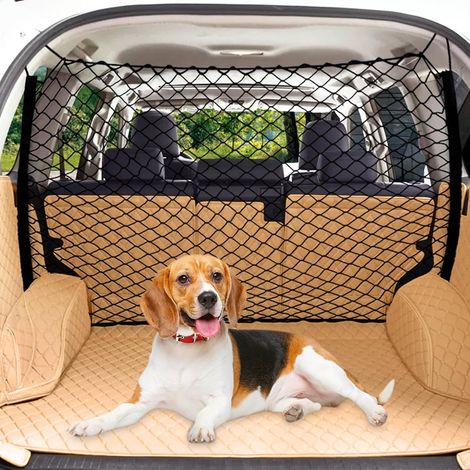 120X70CM Filet Voiture pour Chien Grille Chien Voiture Filet Coffre Voiture Chien Filet de Séparation pour Chien Séparateur de Siège Arrière pour Camions SUV et berlines (1/5)