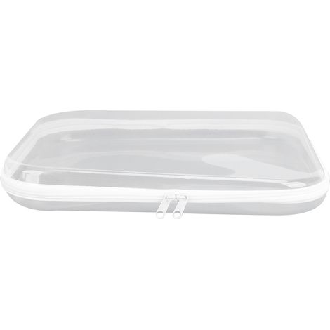 Pochette rigide zippée en PVC transparent, idéale pour ranger blocs de construction, puzzles, cosmétiques et matériel de loisirs créatifs (taille L). (1/5)