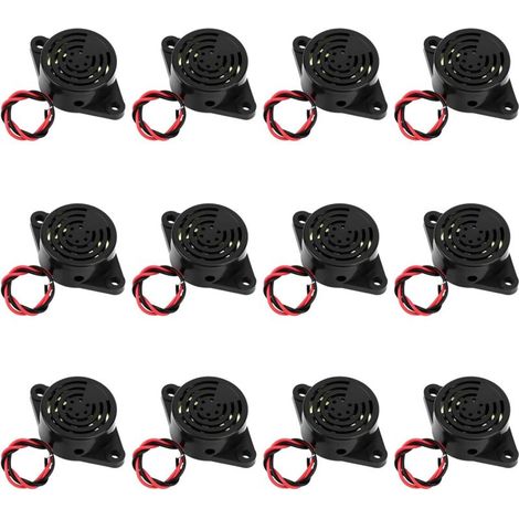 12er-Packung elektronische Alarme SFM-27-I – Aktiver piezoelektrischer Summer – 3–24 V DC – mit Kabel – 110 mm (1/4)