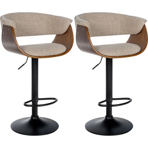 2er Set Barhocker Vestal walnuss/creme Stoff