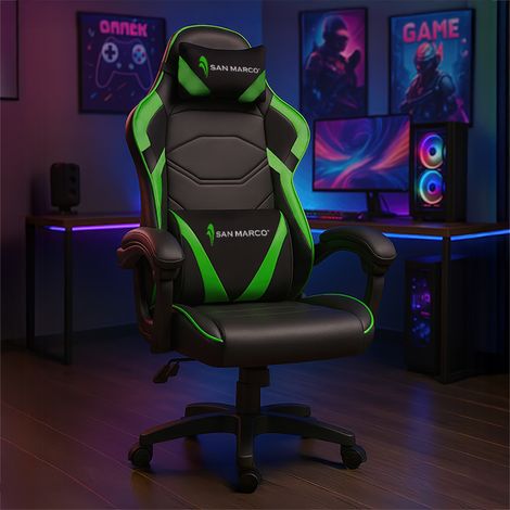Sedia da gaming verde e nera San Marco (1/5)